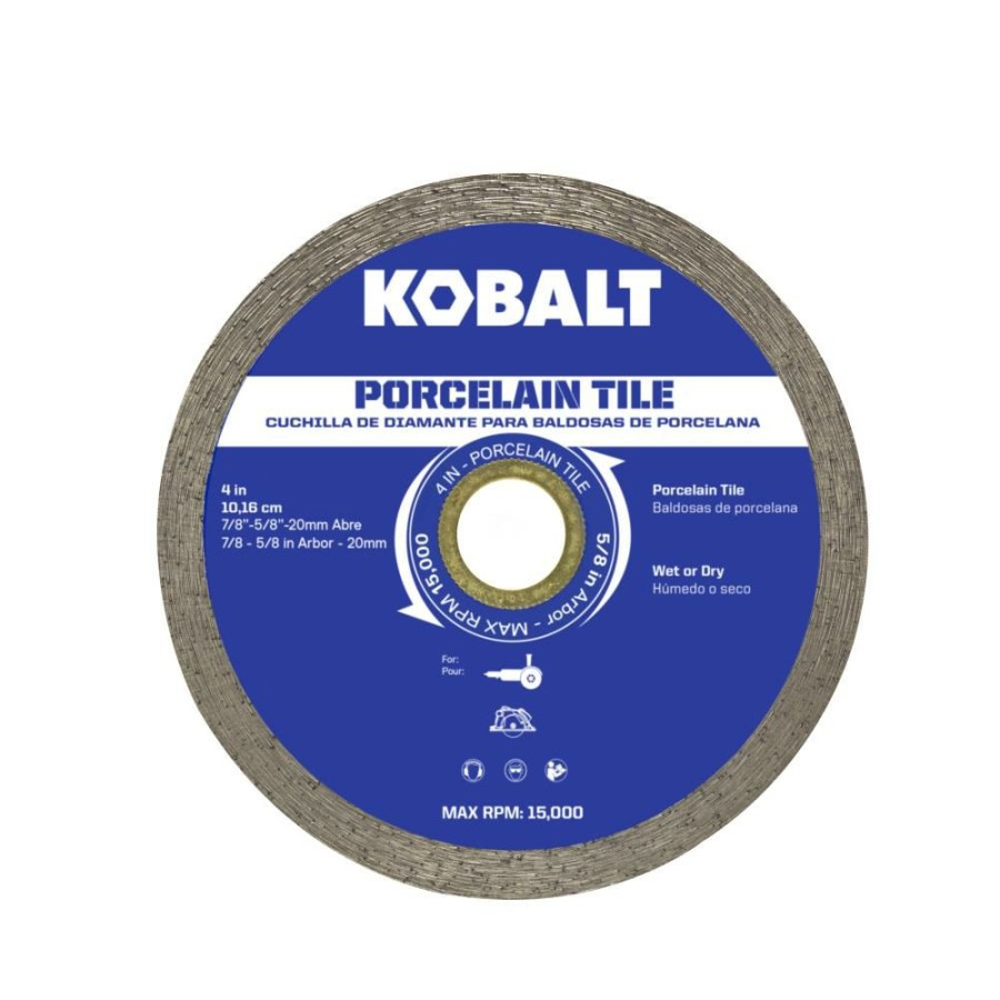 Power Tool Accessories * | Best Sale Kobalt Diamond Saw Blades 4-In Wet Or Dry Porcelain Continuous Diamond Saw Blade