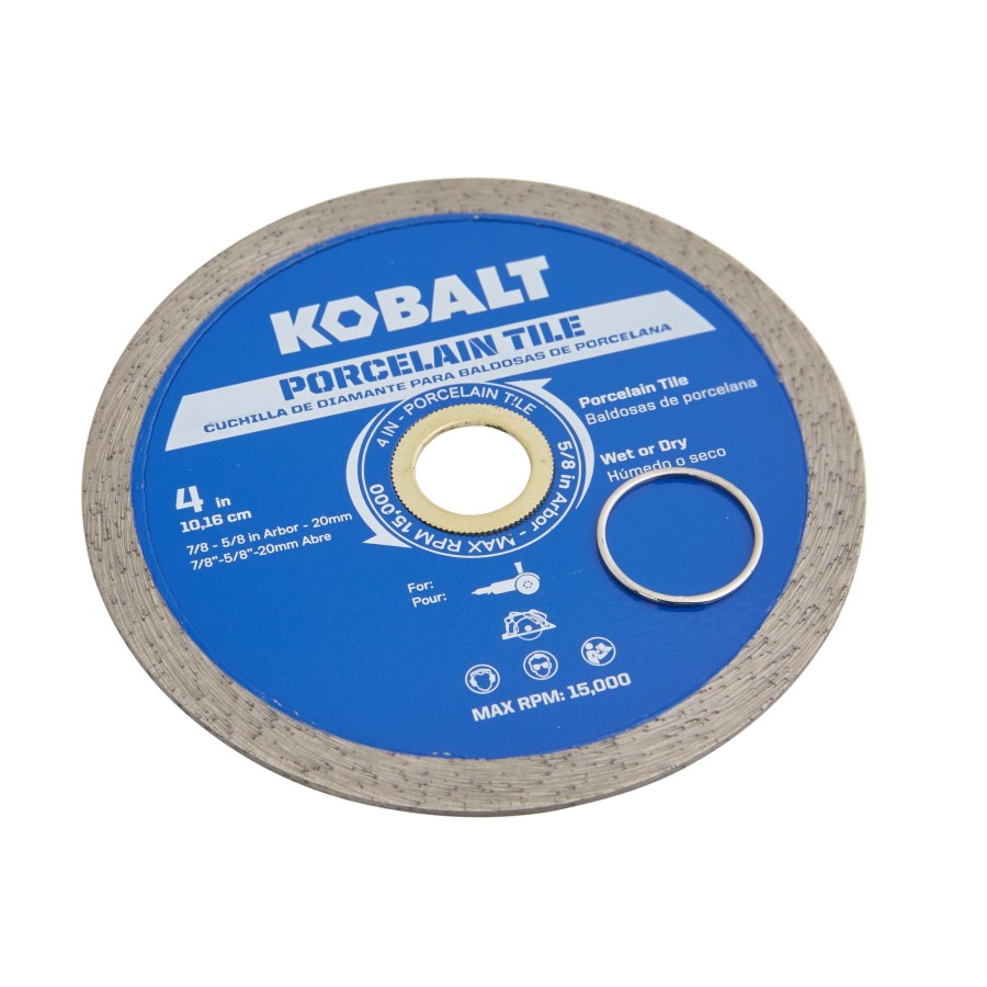 Power Tool Accessories * | Best Sale Kobalt Diamond Saw Blades 4-In Wet Or Dry Porcelain Continuous Diamond Saw Blade