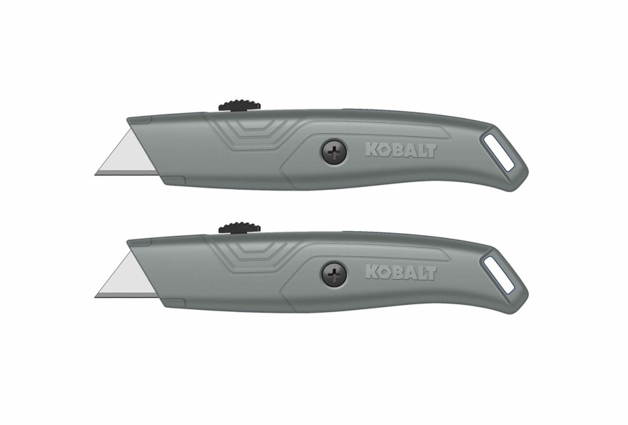 Hand Tools * | Outlet Kobalt Utility Knives Kobalt 2Pk Retractable Utility Knife 18Mm 6-Blade Retractable Utility Knife With On Tool Blade Storage