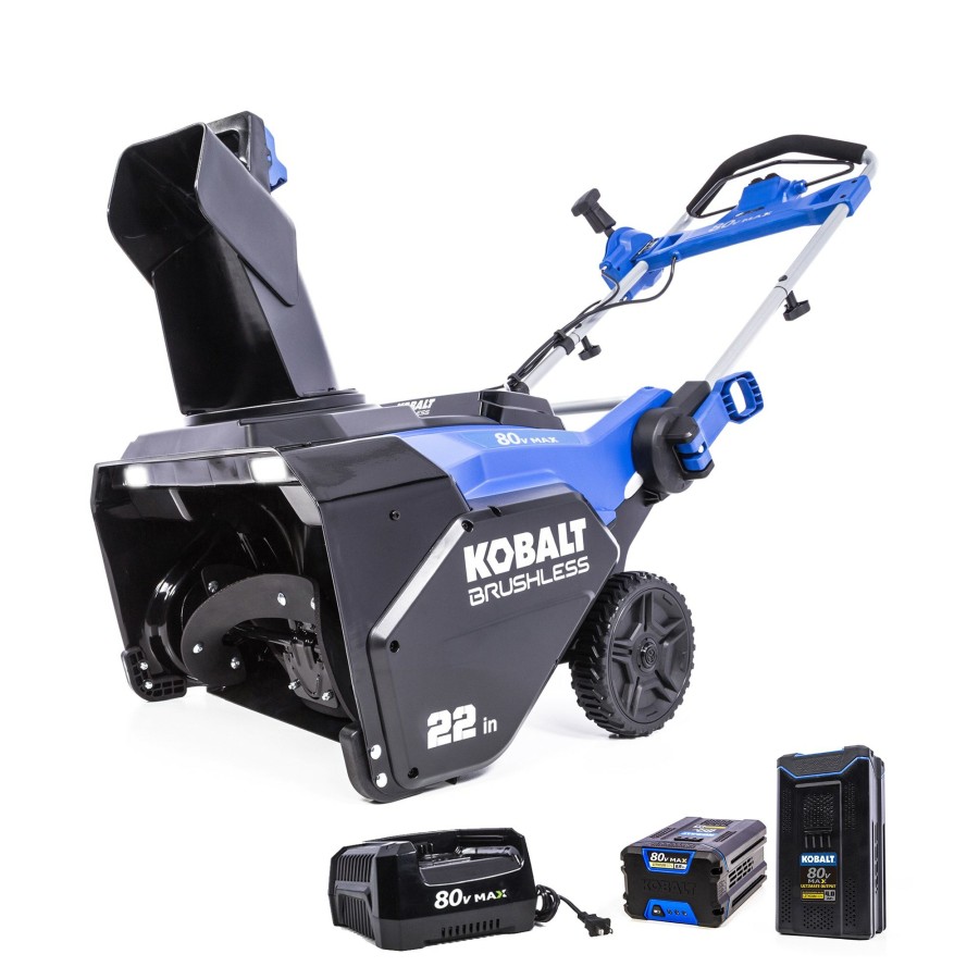 Outdoor Tools & Equipment * | Budget Kobalt Cordless Electric Snow Blowers 80-Volt Max 22-In Single-Stage Cordless Electric Snow Blower 4-Hours Ah (Battery Included)