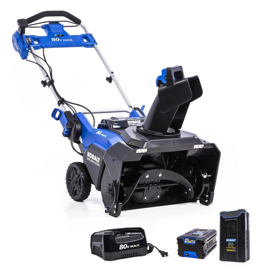 Outdoor Tools & Equipment * | Budget Kobalt Cordless Electric Snow Blowers 80-Volt Max 22-In Single-Stage Cordless Electric Snow Blower 4-Hours Ah (Battery Included)