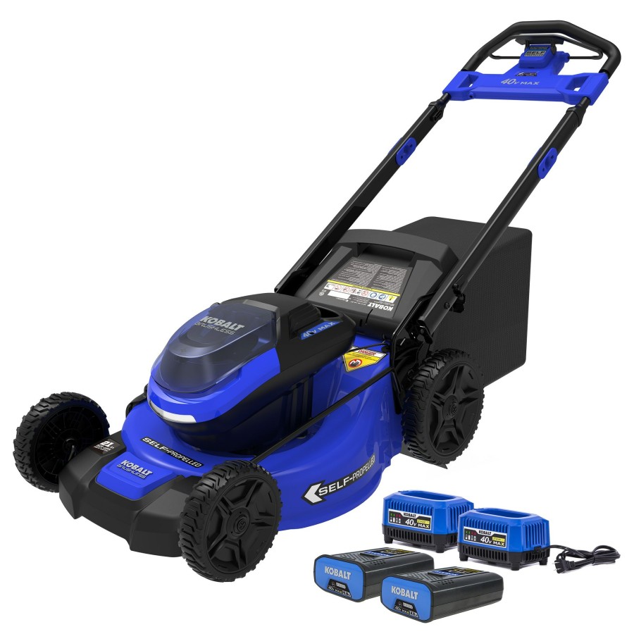 Outdoor Tools & Equipment * | Cheapest Kobalt Cordless Electric Push Lawn Mowers 40-Volt 21-In Dp Sp Mower With (2) 4 Ah Batteries, Charger