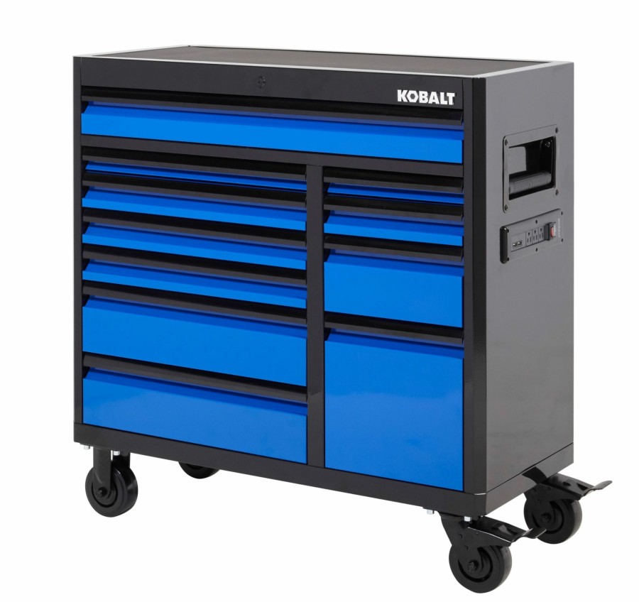 Tool Storage & Work Benches * | Outlet Kobalt Bottom Tool Cabinets 3000 Series 41-In W X 41-In H 11-Drawer Steel Rolling Tool Cabinet (Black)