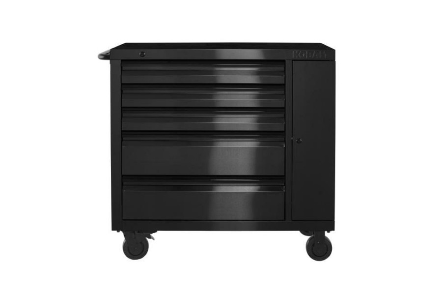 Tool Storage & Work Benches * | Discount Kobalt Bottom Tool Cabinets 3000 Series 41-In W X 41-In H 5-Drawer Stainless Steel Rolling Tool Cabinet (Black)