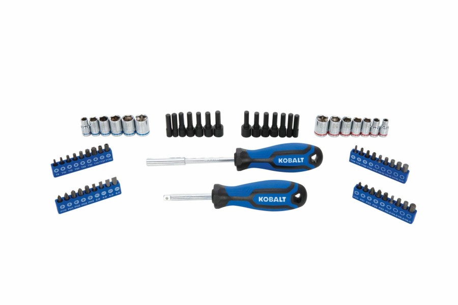 Hand Tools * | Promo Kobalt Mechanics Tool Sets 65-Piece Standard (Sae) And Metric Combination Polished Chrome Mechanics Tool Set