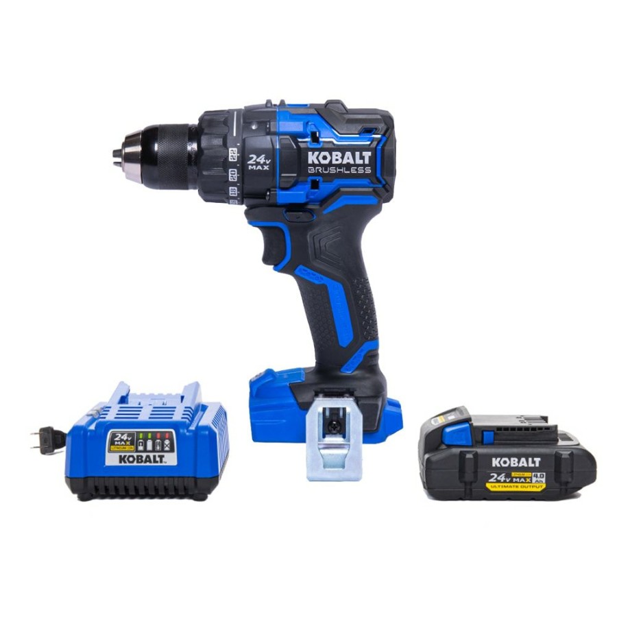 Power Tools * | Wholesale Kobalt Drills 24-Volt Max 1/2-In Brushless Cordless Drill (1-Battery Included And Charger Included)