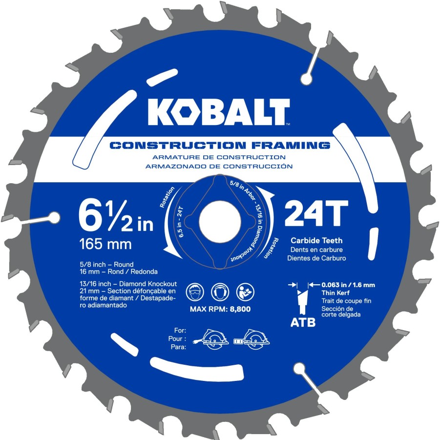 Power Tool Accessories * | Best Reviews Of Kobalt Circular Saw Blades 6-1/2-In 24-Tooth Tungsten Carbide-Tipped Steel Circular Saw Blade