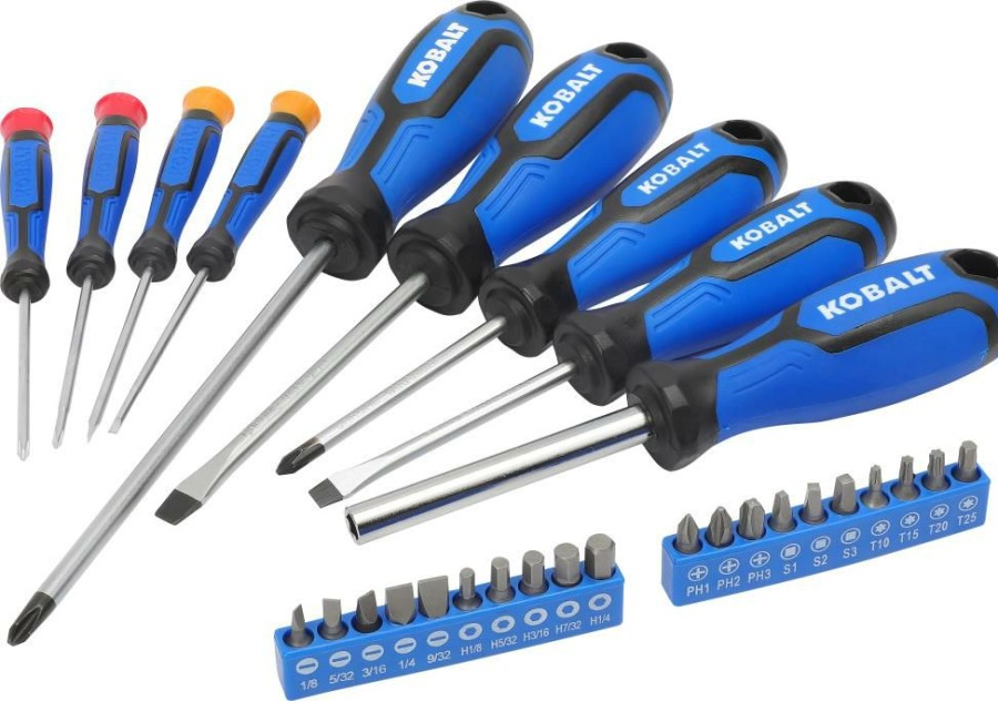 Hand Tools * | Hot Sale Kobalt Screwdrivers 29-Piece Plastic Handle Magnetic Set Multi-Bit Screwdriver Set