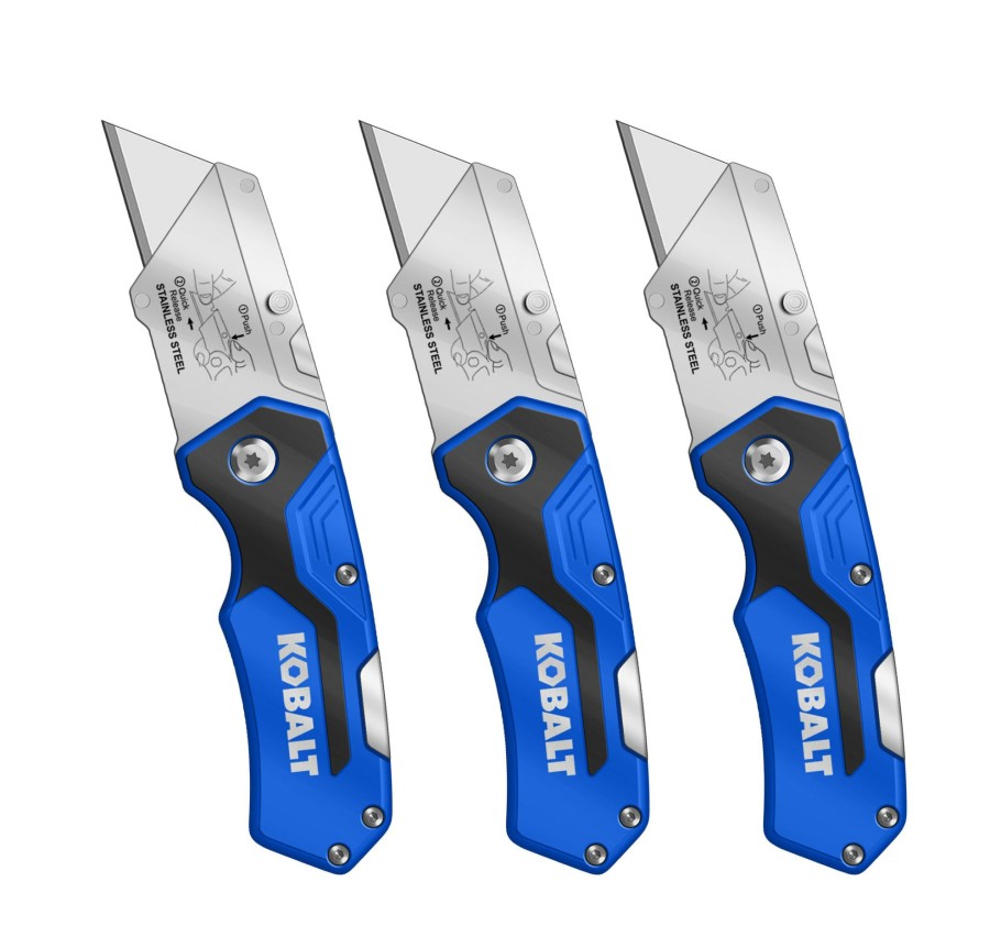 Hand Tools * | Coupon Kobalt Utility Knives 18Mm 3-Blade Folding Utility Knife