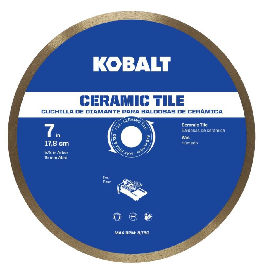 Power Tool Accessories * | Top 10 Kobalt Diamond Saw Blades 7-In Wet Ceramic Continuous Diamond Saw Blade