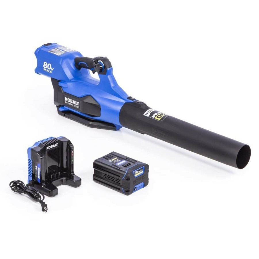 Outdoor Tools & Equipment * | Best Reviews Of Kobalt Cordless Electric Leaf Blowers 80-Volt Max 630-Cfm Brushless Handheld Cordless Electric Leaf Blower 2.5 Ah (Battery & Charger Included)