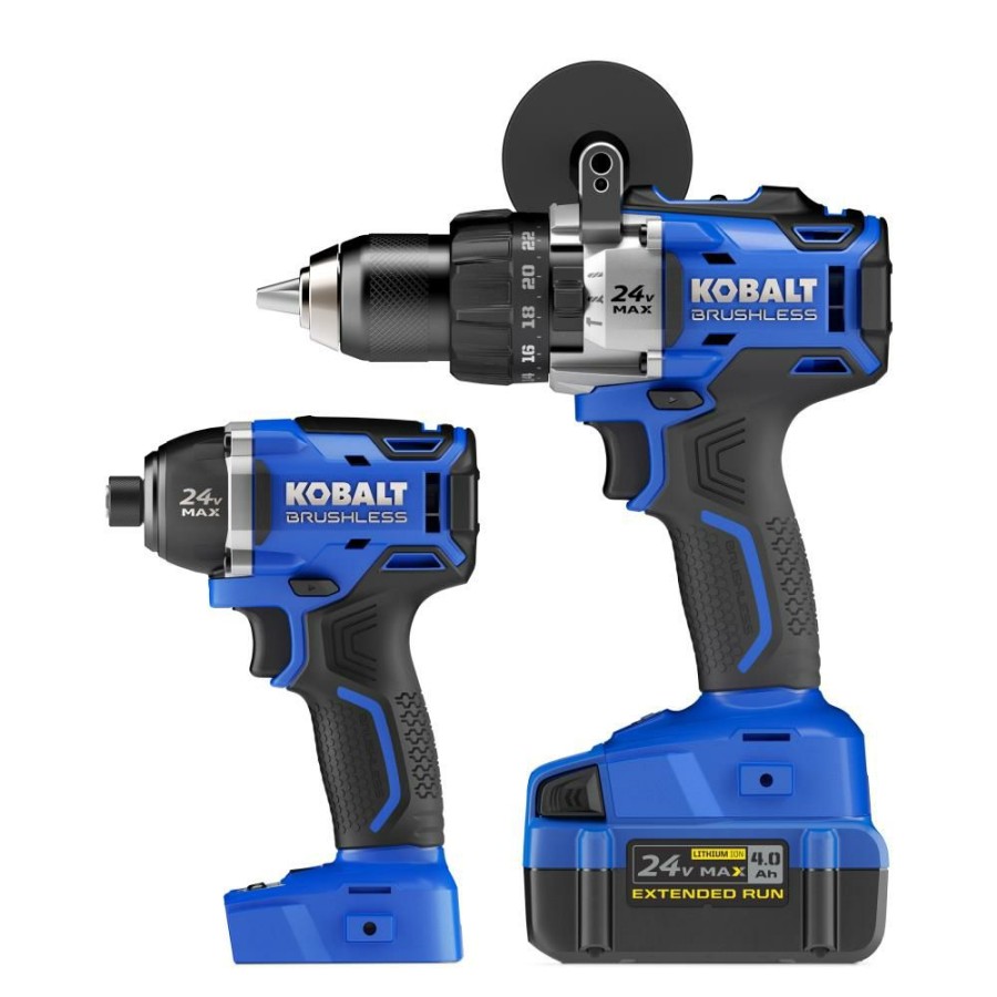 Power Tools * | Buy Kobalt Power Tool Combo Kits 2-Tool 24-Volt Max Brushless Power Tool Combo Kit With Soft Case (1-Battery Included And Charger Included)