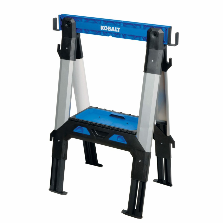 Tool Storage & Work Benches * | Best Reviews Of Kobalt Saw Horses 30.63-In W X 33.5-In H Adjustable Pp And Steel Construction Saw Horse (1000-Lb Capacity)