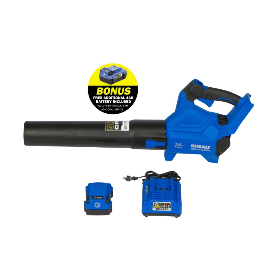 Outdoor Tools & Equipment * | Top 10 Kobalt Cordless Electric Leaf Blowers 24-Volt 500-Cfm Brushless Handheld Cordless Electric Leaf Blower 4 Ah (Battery & Charger Included)