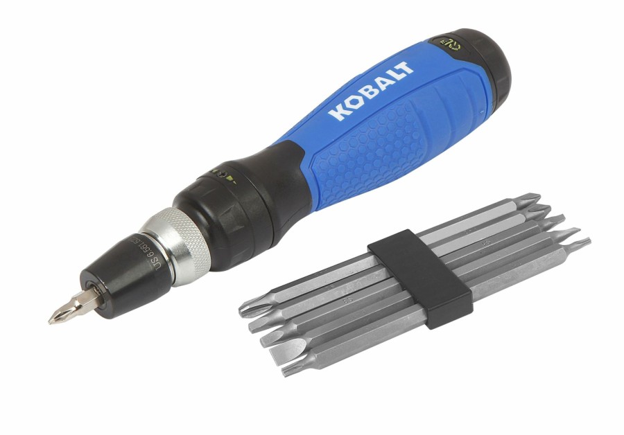 Hand Tools * | Brand New Kobalt Screwdrivers Ratcheting Screwdriver Set 10-Piece Plastic Handle Ratcheting Set Assorted Multi-Bit Screwdriver Set