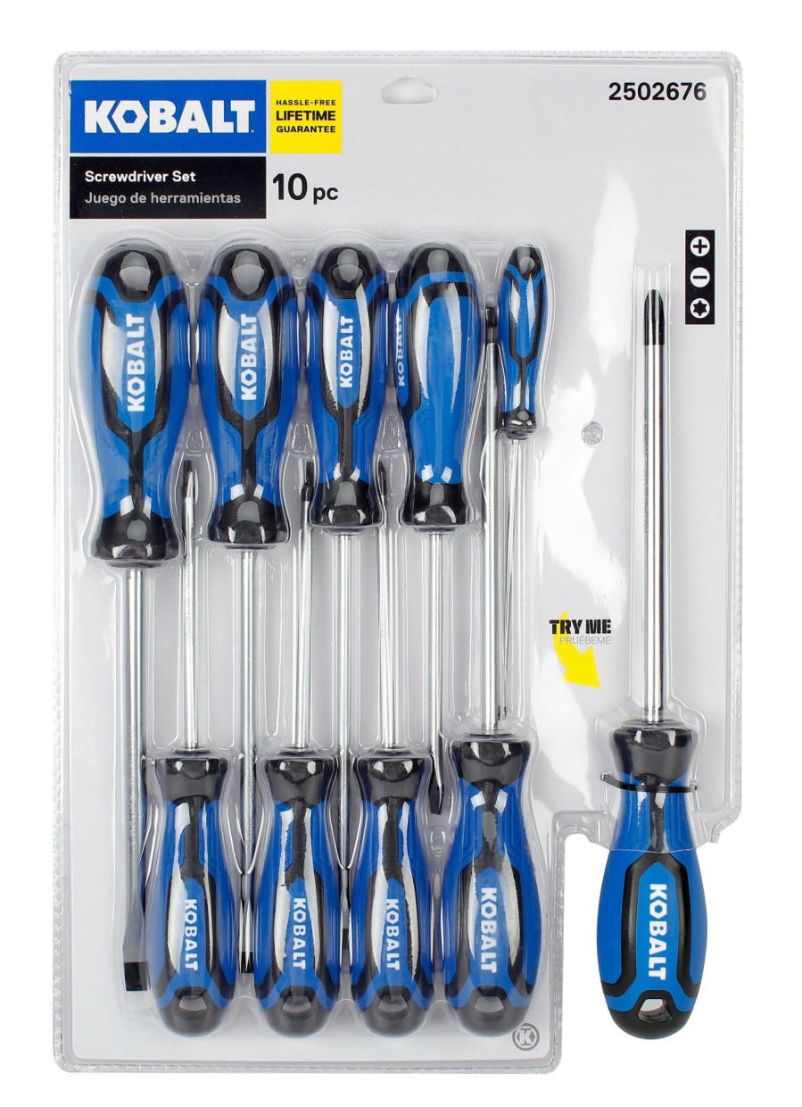 Hand Tools * | Cheap Kobalt Screwdrivers 10-Piece Plastic Handle Magnetic Set Screwdriver Set