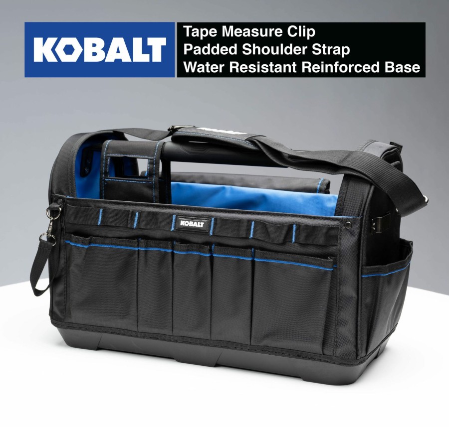 Tool Storage & Work Benches * | Best Deal Kobalt Tool Bags Plumbing Tool Bag With Caddy Black, Blue Polyester 12.99-In