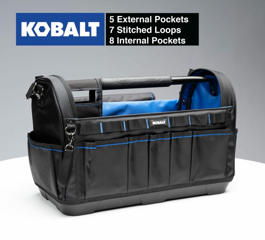 Tool Storage & Work Benches * | Best Deal Kobalt Tool Bags Plumbing Tool Bag With Caddy Black, Blue Polyester 12.99-In