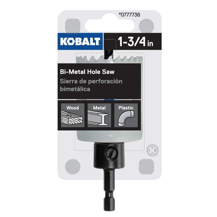 Power Tool Accessories * | Top 10 Kobalt Hole Saws & Kits 1-3/4-In Bi-Metal Arbored Hole Saw