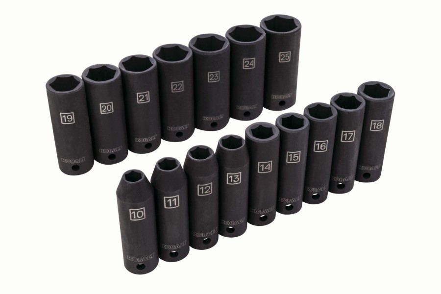 Hand Tools * | Promo Kobalt Impact Sockets & Impact Socket Sets 16-Piece Metric 1/2-In Drive 6-Point Impact Socket Set