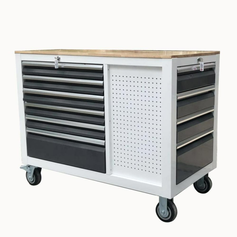 Tool Storage & Work Benches * | Brand New Kobalt Bottom Tool Cabinets 3000 Series 48-In W X 37-In H 10-Drawer Steel Rolling Tool Cabinet (White)