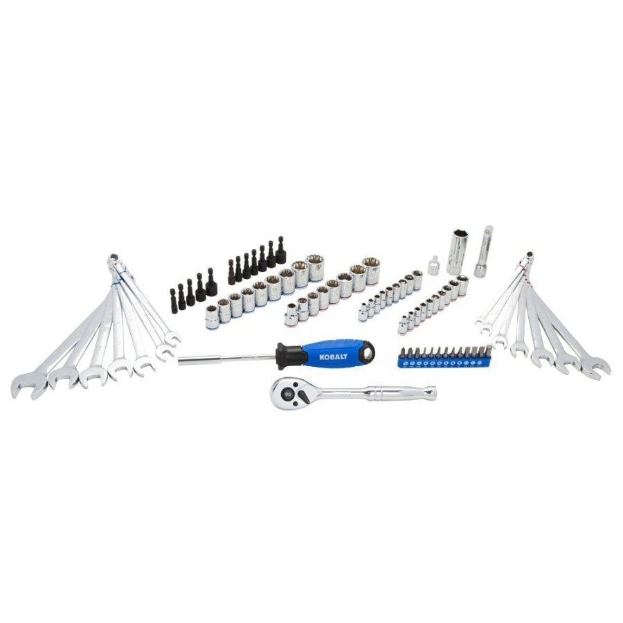 Hand Tools * | Coupon Kobalt Mechanics Tool Sets 80-Piece Standard (Sae) And Metric Combination Polished Chrome Mechanics Tool Set (3/8-In)