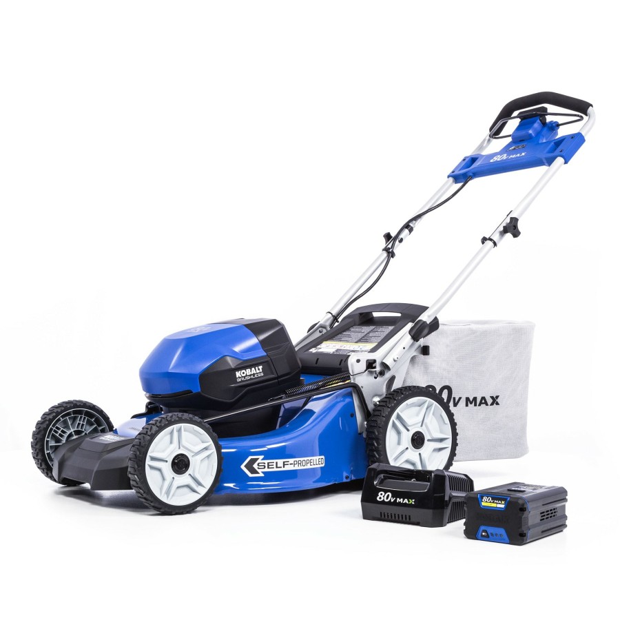 Outdoor Tools & Equipment * | Best Sale Kobalt Cordless Electric Push Lawn Mowers 80-Volt Max Brushless 21-In Self-Propelled Cordless Electric Lawn Mower 6 Ah (Battery And Charger Included)