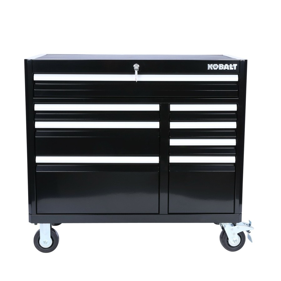 Tool Storage & Work Benches * | Discount Kobalt Bottom Tool Cabinets 3000 Series 41-In W X 37.5-In H 8-Drawer Steel Rolling Tool Cabinet (Black)