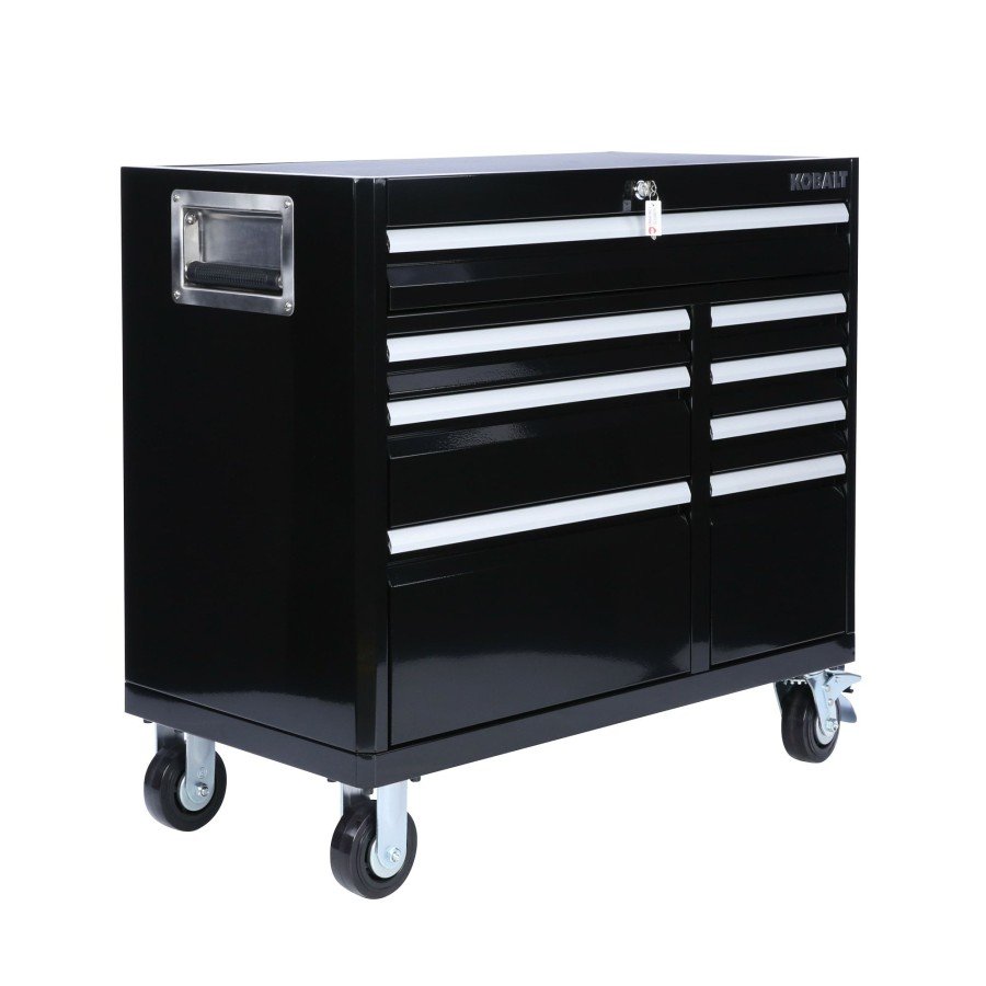 Tool Storage & Work Benches * | Discount Kobalt Bottom Tool Cabinets 3000 Series 41-In W X 37.5-In H 8-Drawer Steel Rolling Tool Cabinet (Black)