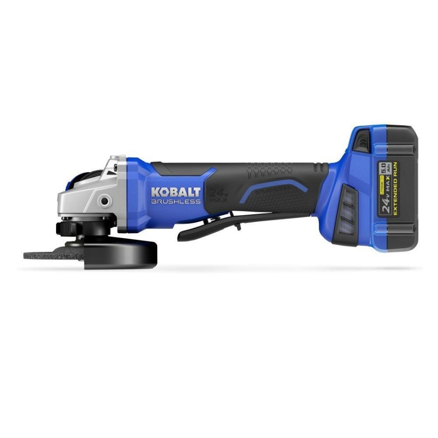 Power Tools * | Flash Sale Kobalt Angle Grinders 5-In 24-Volt Max Paddle Switch Brushless Cordless Angle Grinder (1-Battery And Charger Included)