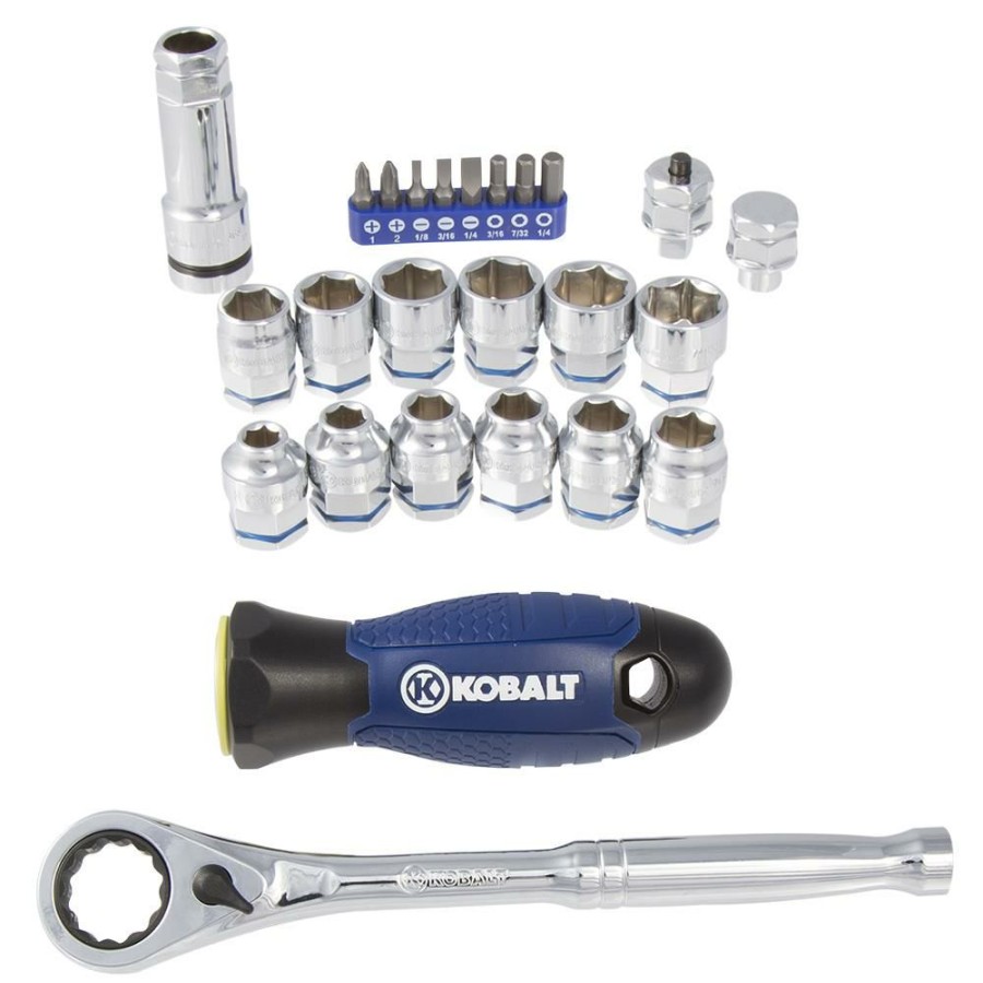 Hand Tools * | Best Reviews Of Kobalt Pass-Through Sockets & Sets Xtreme Access 25-Piece 3/8-In Drive Set