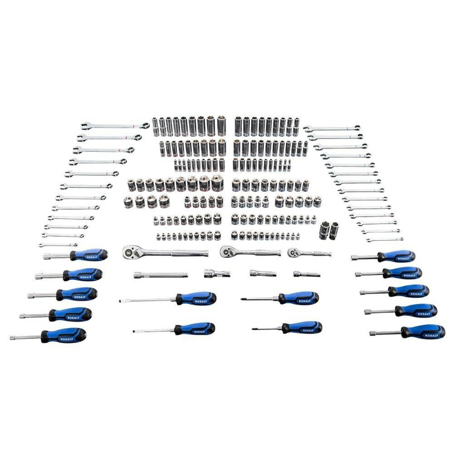 Hand Tools * | Best Reviews Of Kobalt Mechanics Tool Sets 189-Piece Standard (Sae) And Metric Combination Polished Chrome Mechanics Tool Set (1/4-In; 3/8-In)