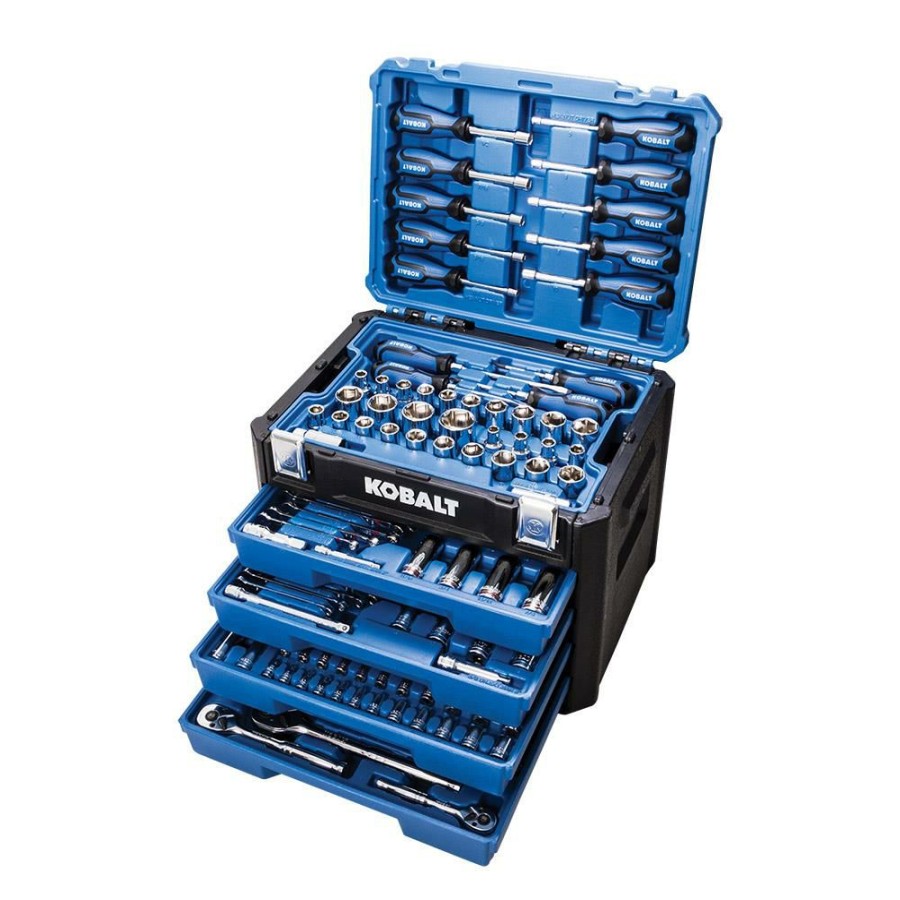 Hand Tools * | Best Reviews Of Kobalt Mechanics Tool Sets 189-Piece Standard (Sae) And Metric Combination Polished Chrome Mechanics Tool Set (1/4-In; 3/8-In)