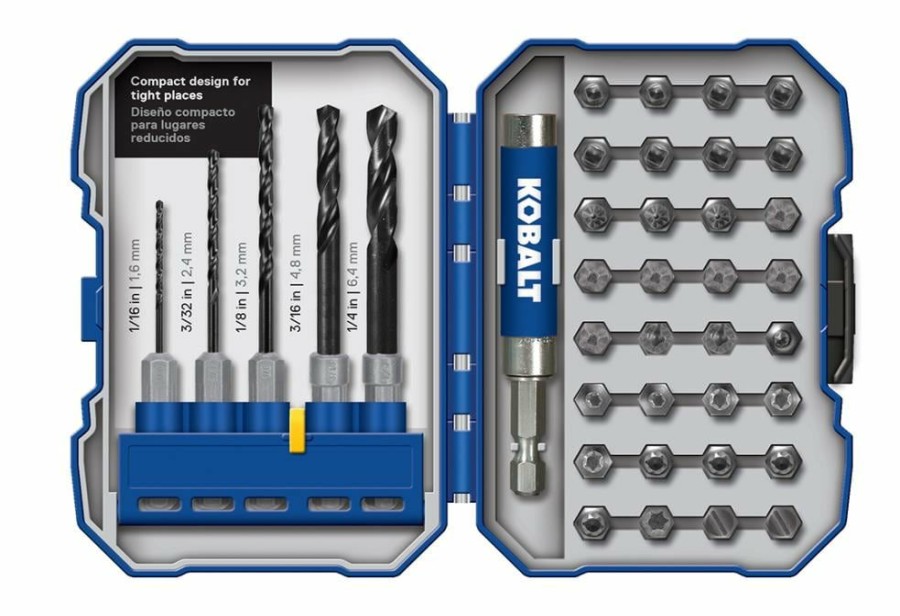 Power Tool Accessories * | Cheapest Kobalt Twist Drill Bits 38-Piece Assorted Set Black Oxide Coated Hss Twist Drill Bit Set