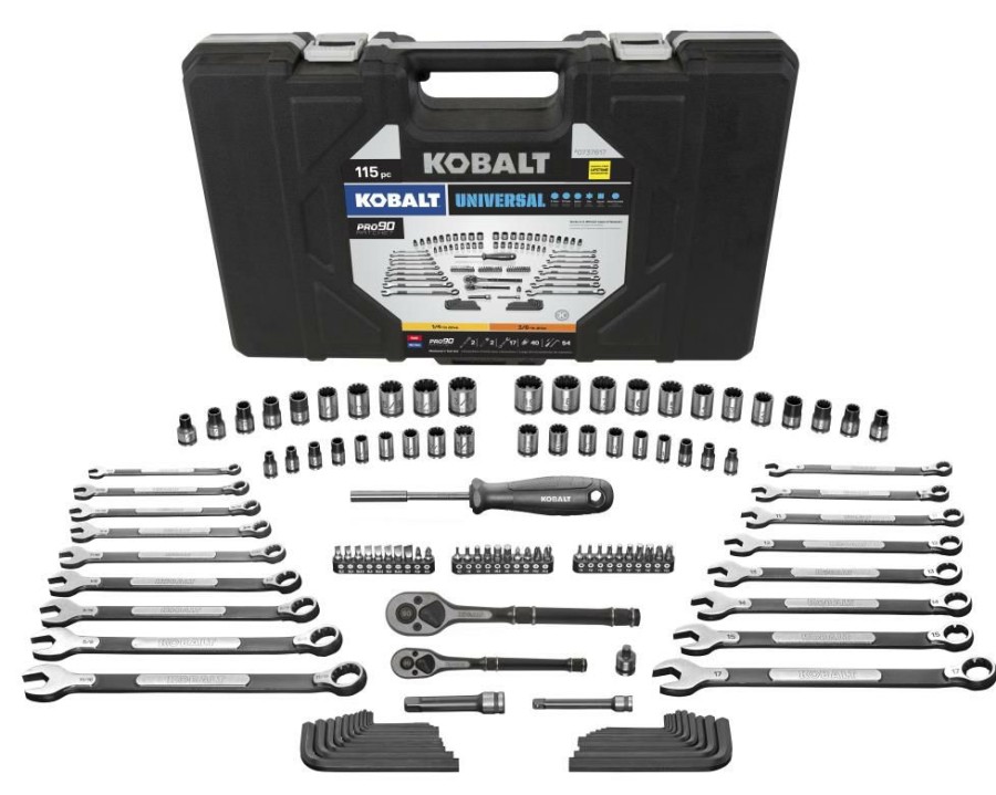 Hand Tools * | Deals Kobalt Mechanics Tool Sets Universal 115-Piece Standard (Sae) And Metric Combination Matte Mechanics Tool Set (1/4-In; 3/8-In)