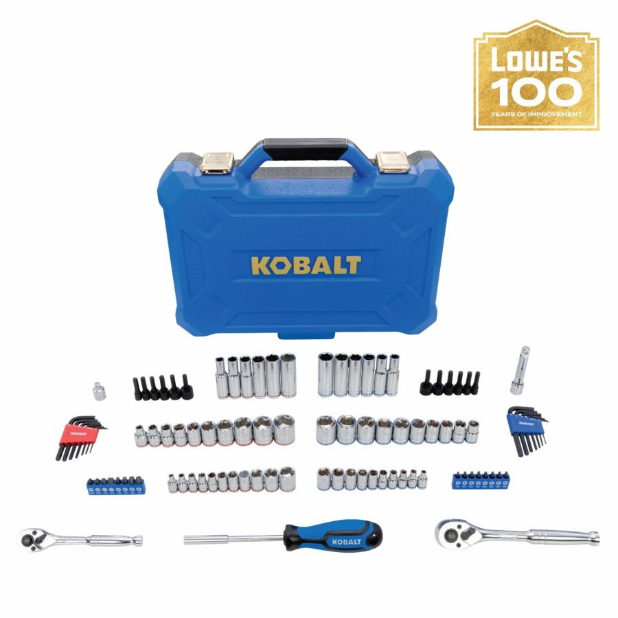 Hand Tools * | Deals Kobalt Mechanics Tool Sets Centennial 100-Piece Standard (Sae) And Metric Combination Polished Chrome Mechanics Tool Set (1/4-In; 3/8-In)