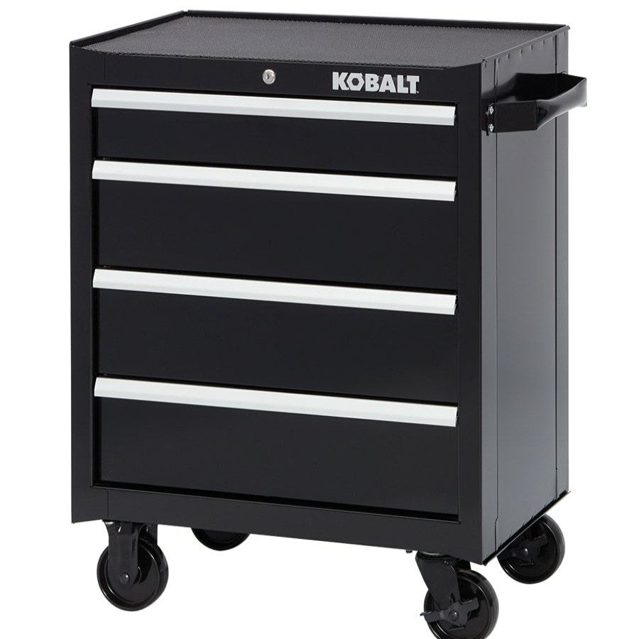 Tool Storage & Work Benches * | Budget Kobalt Bottom Tool Cabinets 26.5-In W X 34-In H 4-Drawer Steel Tool Cabinet (Black)