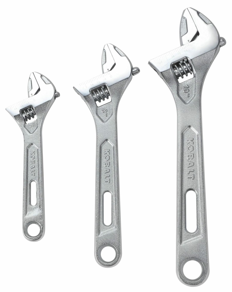 Hand Tools * | Wholesale Kobalt Adjustable Wrenches 3-Piece Chrome Vanadium Steel Adjustable Wrench Set